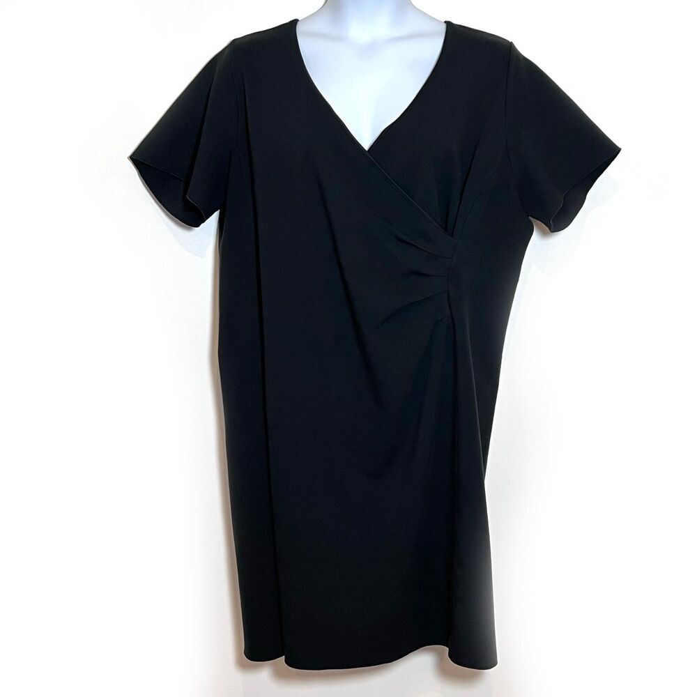 Lands' End Plus 24W Black Stretch Faux Wrap Dress